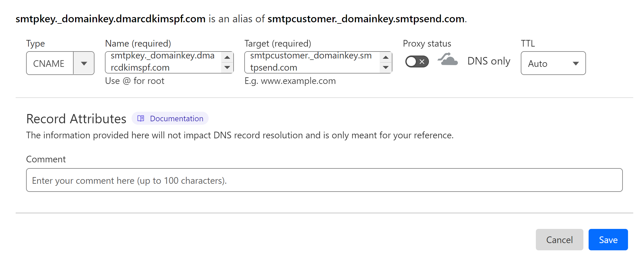 Add the DKIM record to the DNS provider