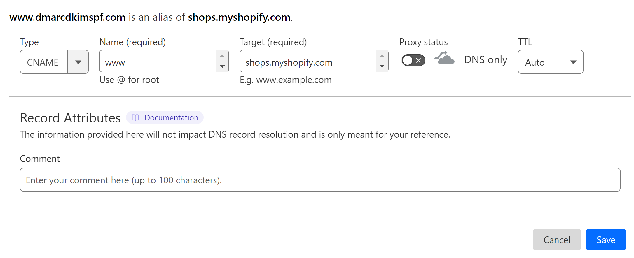 Add the domain connection DNS records to DNS provider 