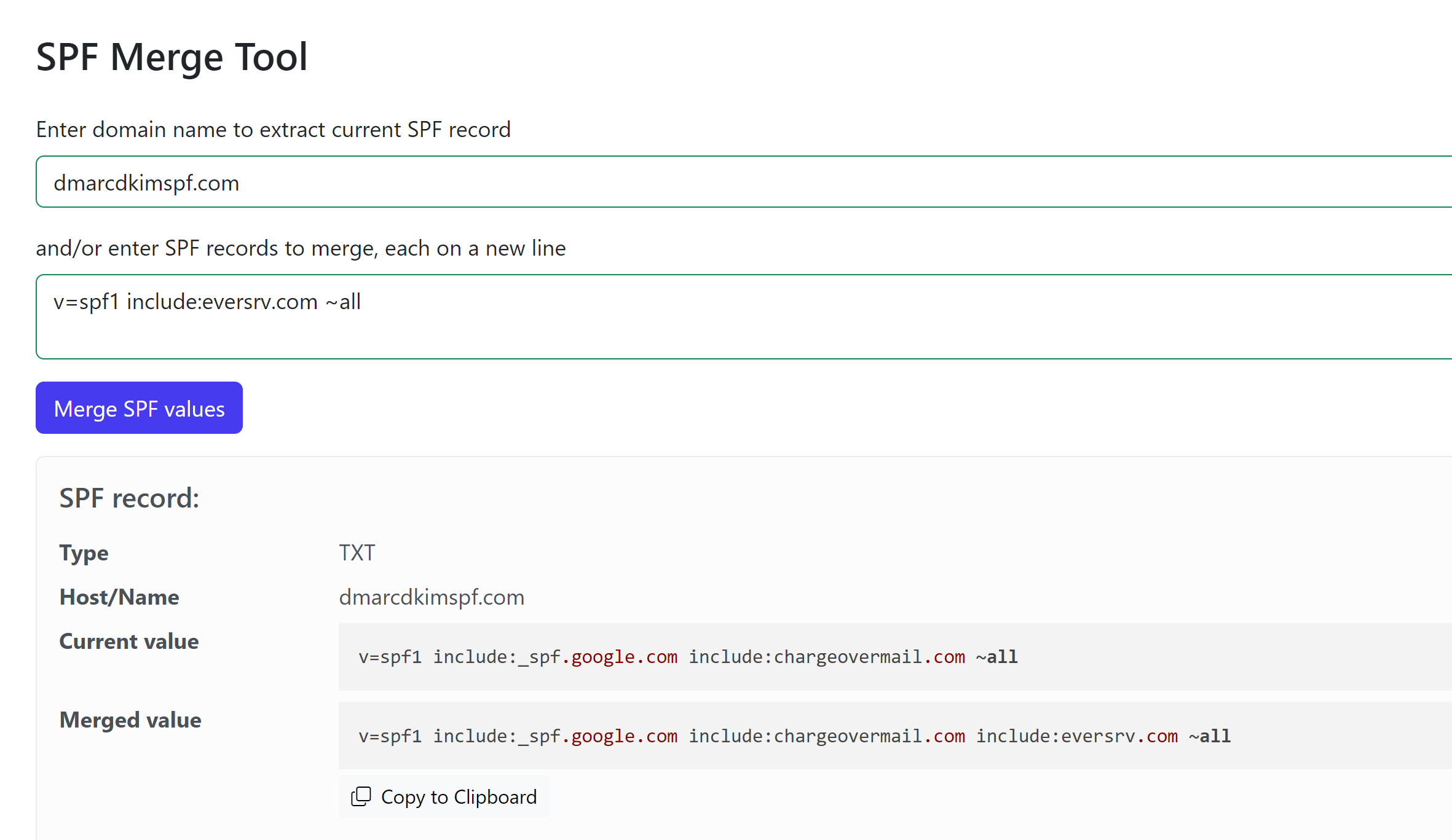 Merge multiple SPF records to get a single value 