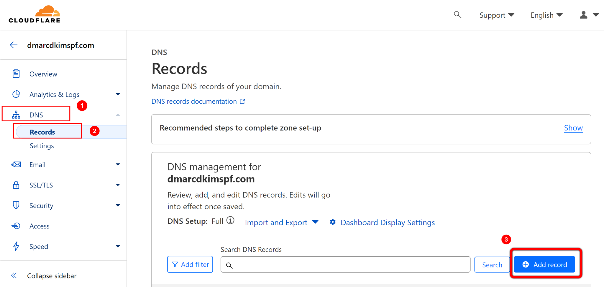 Add new DNS records in Cloudflare 