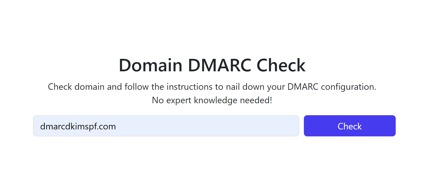 Write down the domain name and click Check