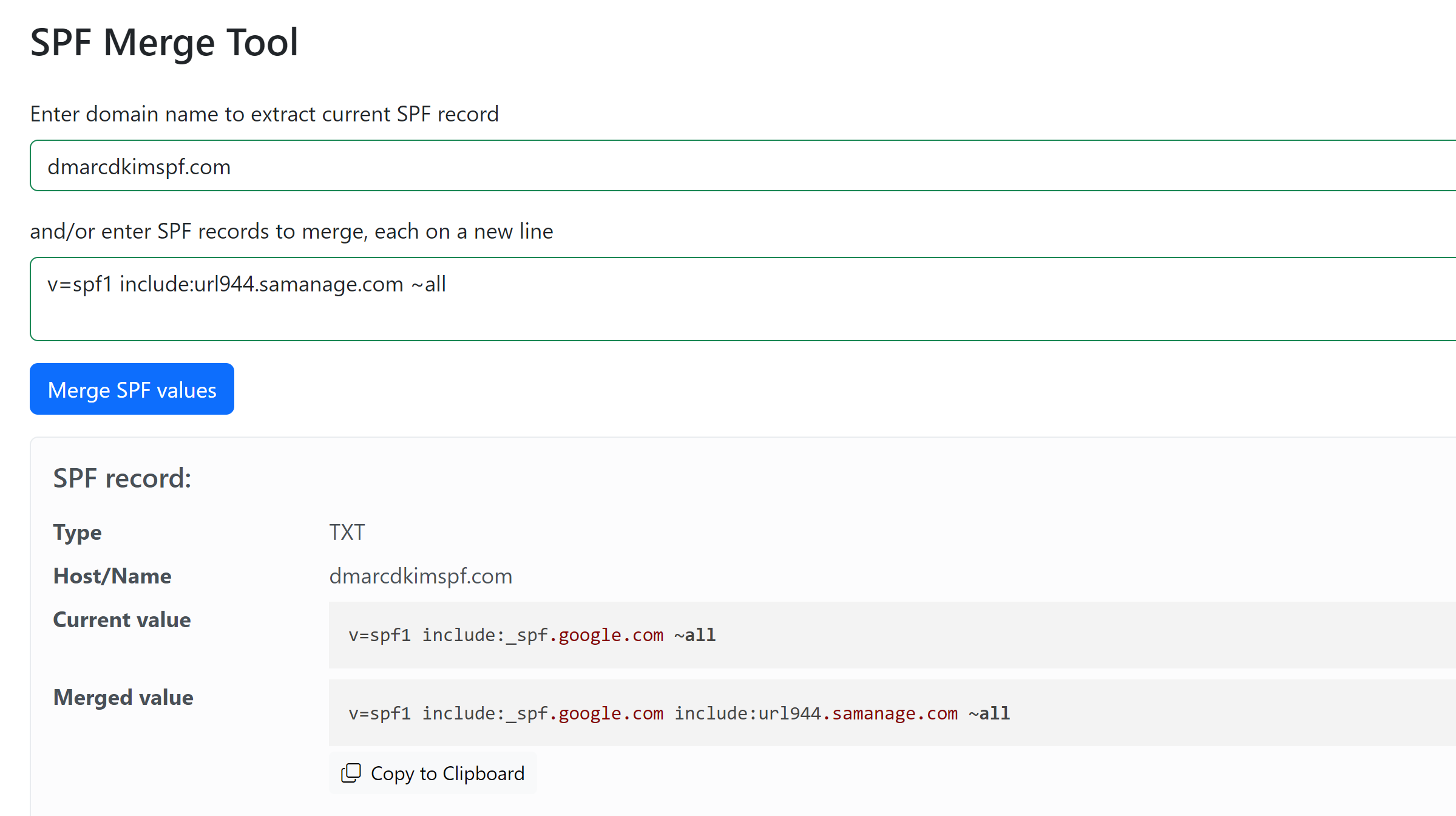 Merge SPF records and add the merged value to the DNS provider