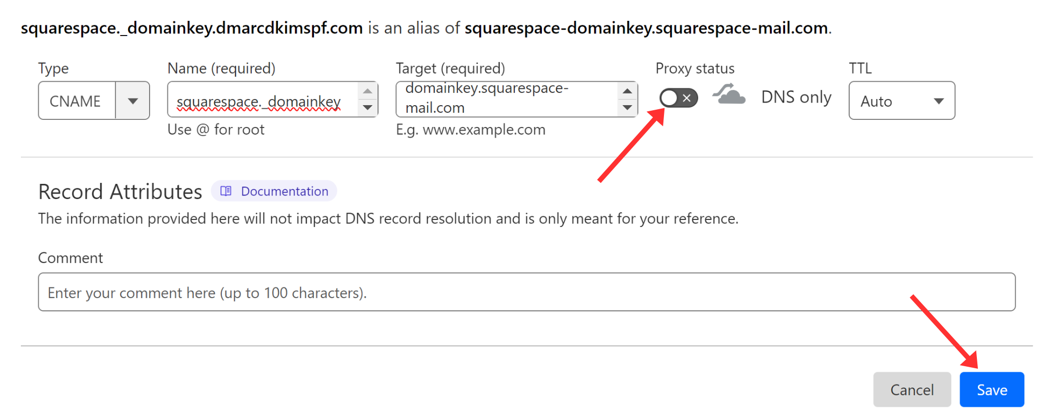 Add the DKIM record to the DNS provider