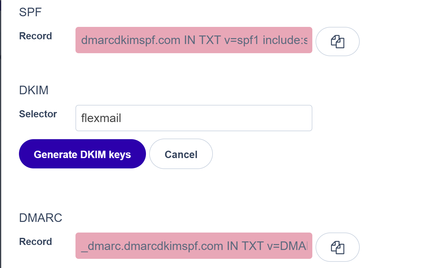 SPF, DKIM, and DMARC records for domain authentication