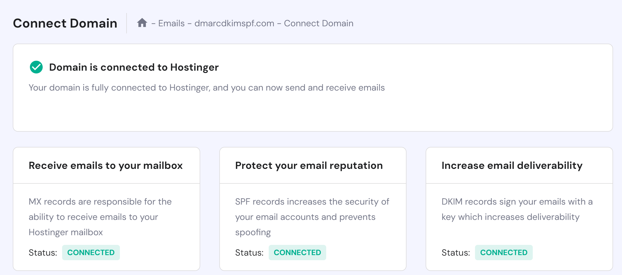 Hostinger DNS records verifification 