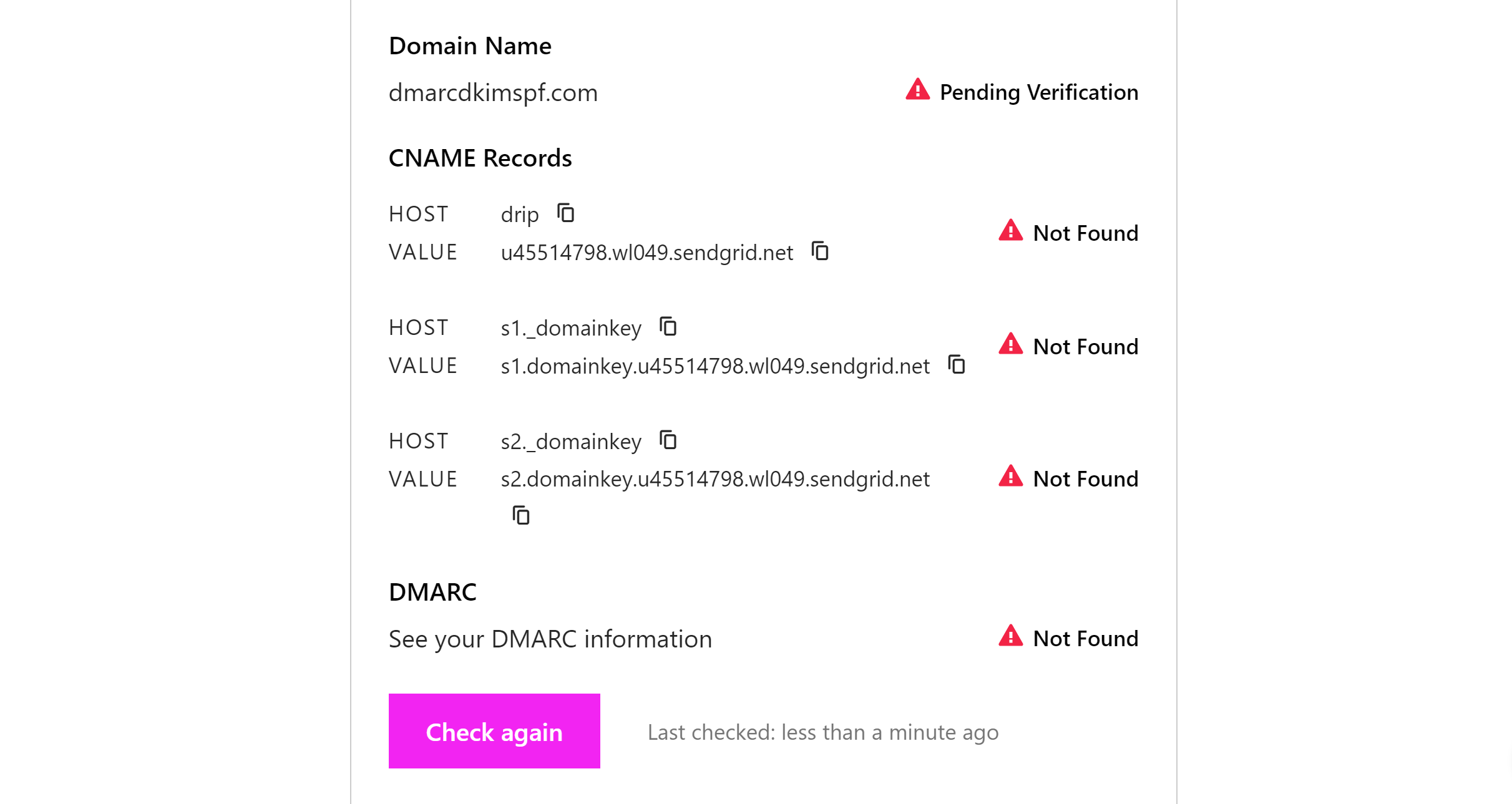 Add the CNAME DNS Records to the domain provider