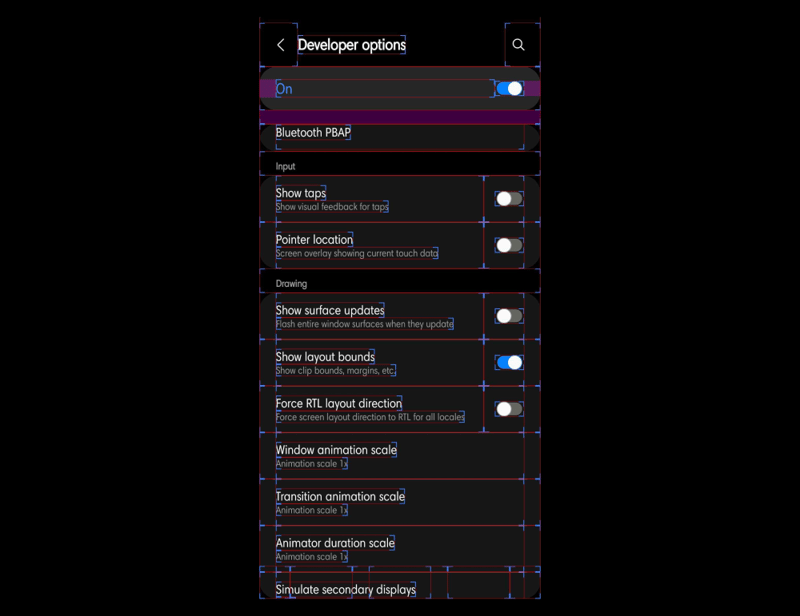 Layout bounds in developer options