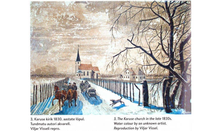 ~1830 akvarell Karuse kirikust