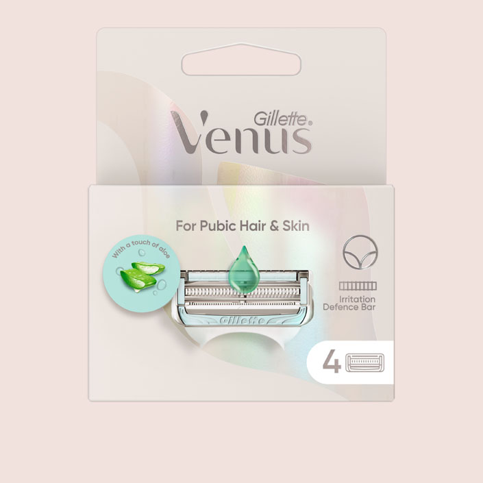 Pubic Hair & Skin Razor Refills - pack of 4 razor heads