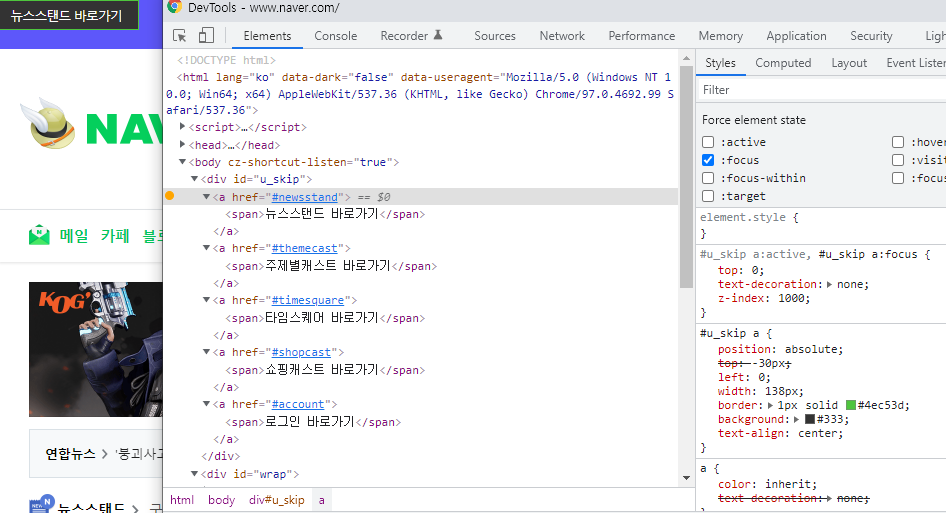 Naver Skip Navigation