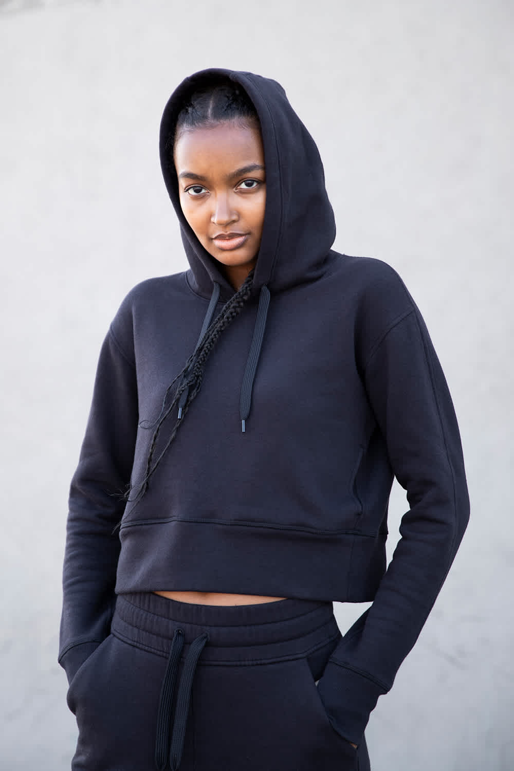Lifestyle Image: Luxe Fleece Cropped Hoodie 3