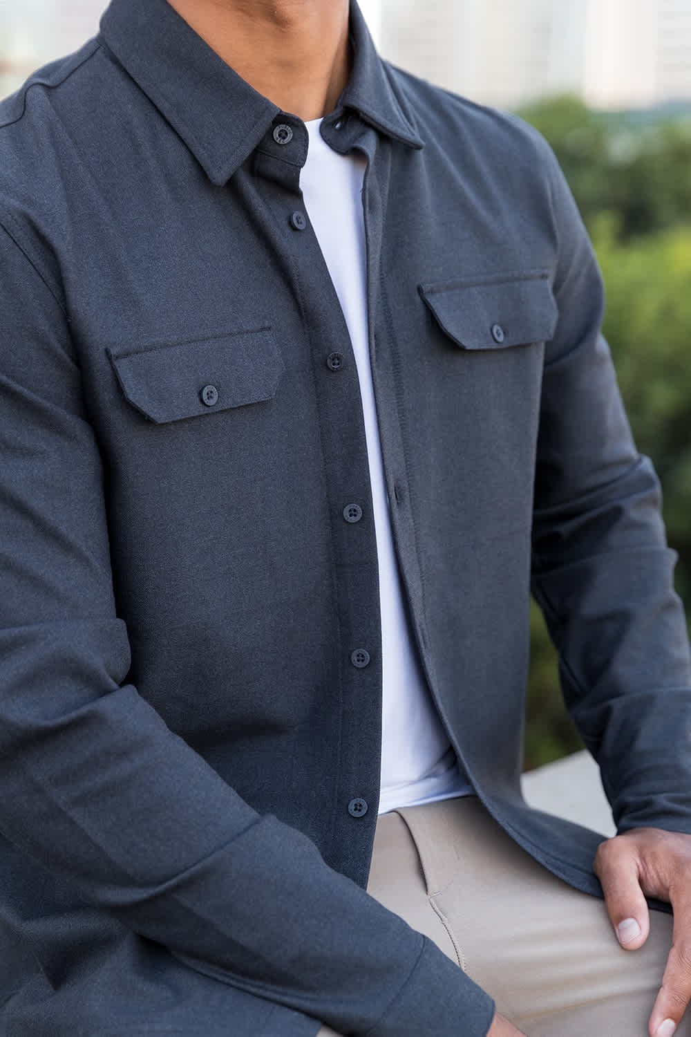 Lifestyle Image: Stretch Thermal Button Down 3