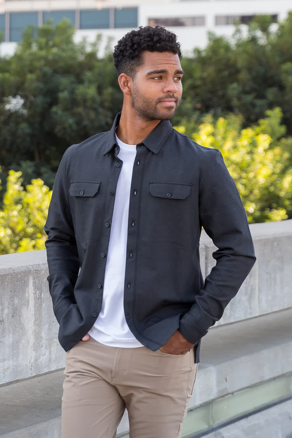 Lifestyle Image: Stretch Thermal Button Down 1