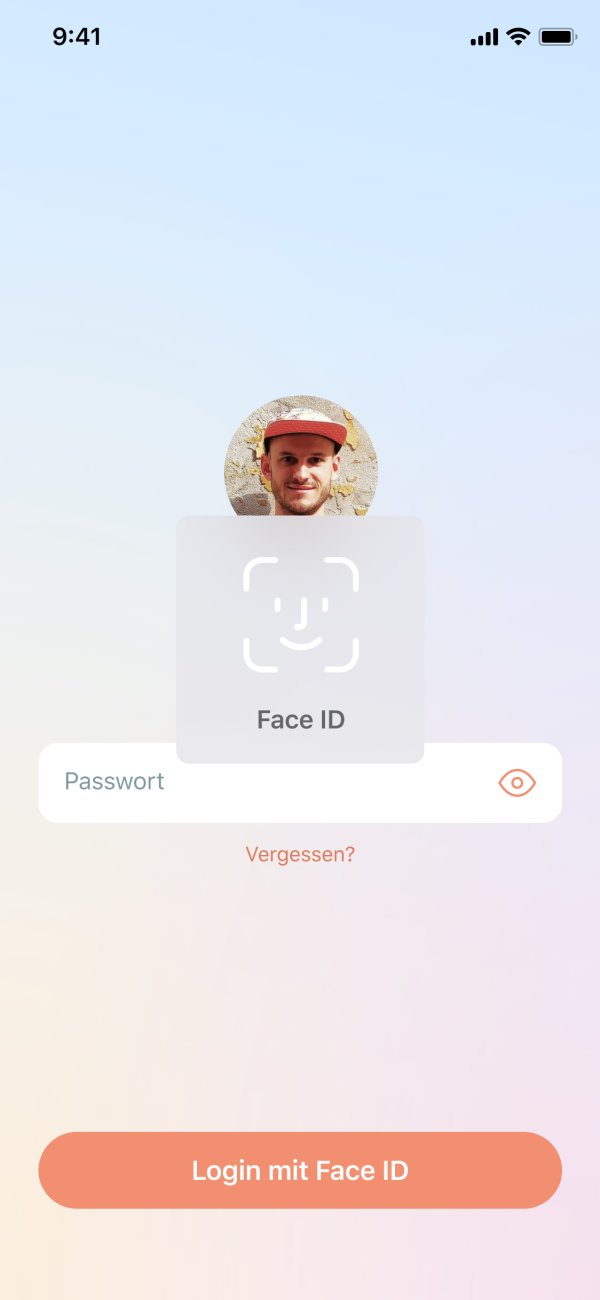 App Screenshot von Face-ID Login