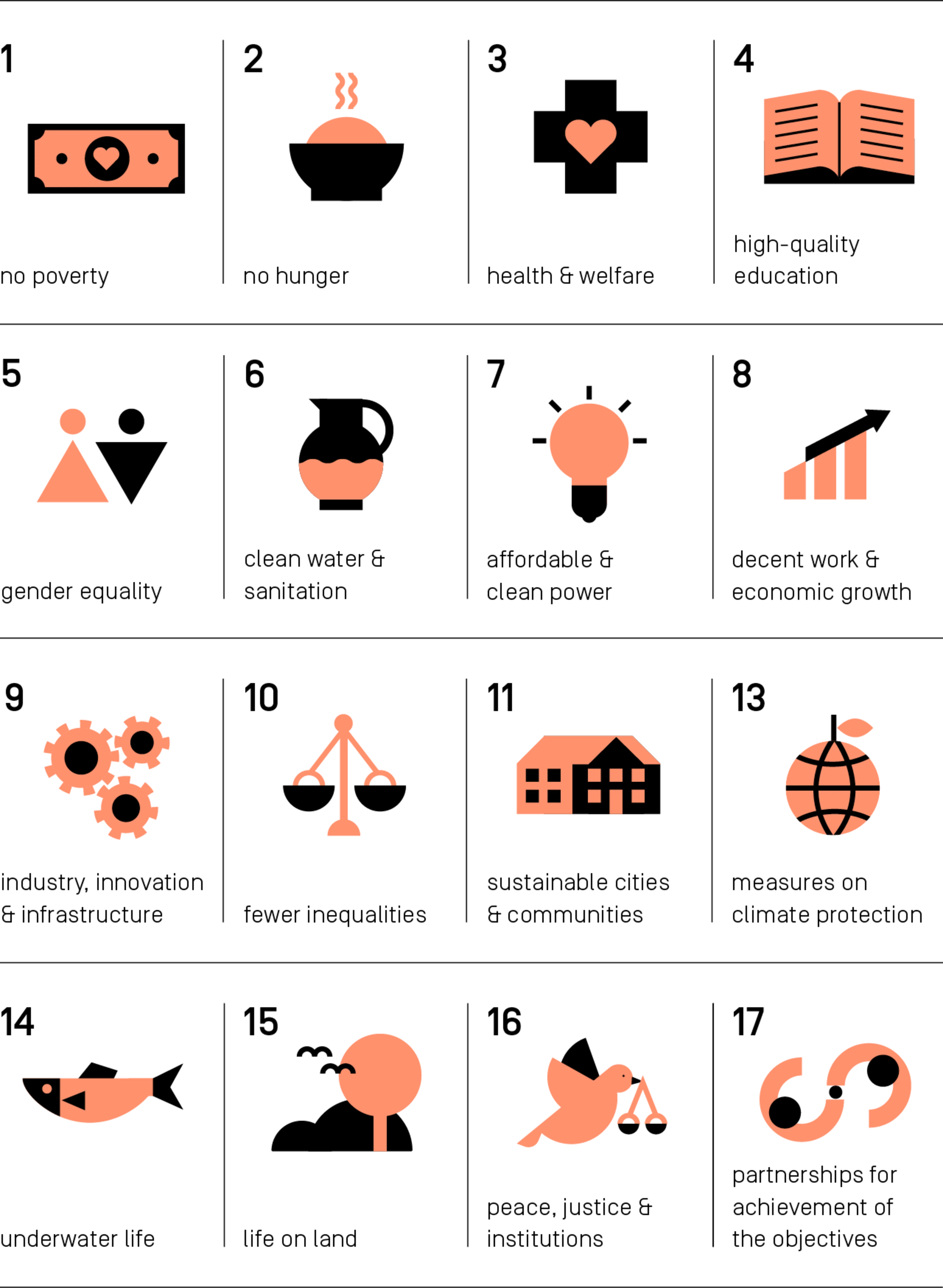 Overview of the 17 Sustainable Development Goals