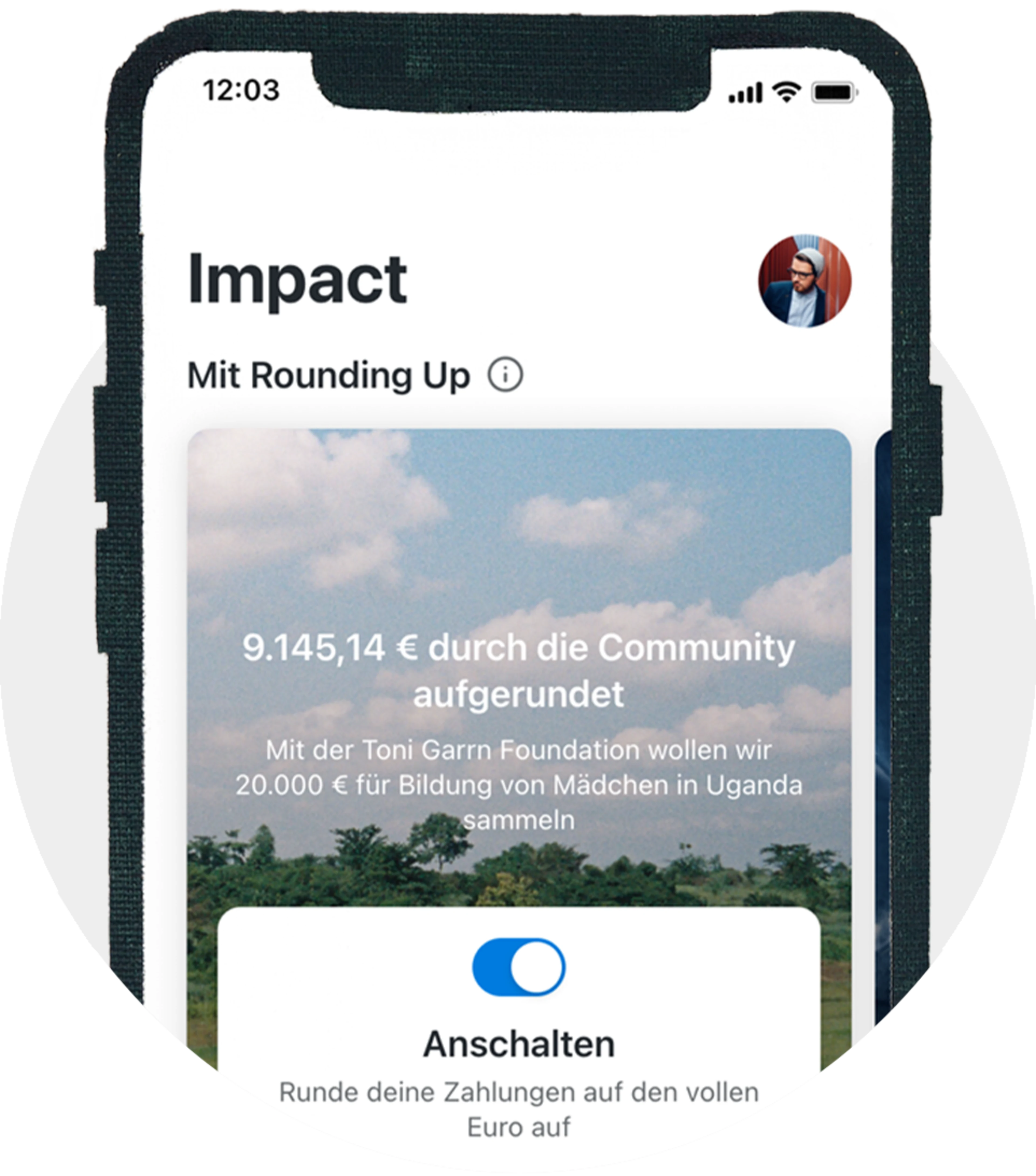 Ein Bildschirmfoto vom Rounding Up Feature in der Tomorrow App.
