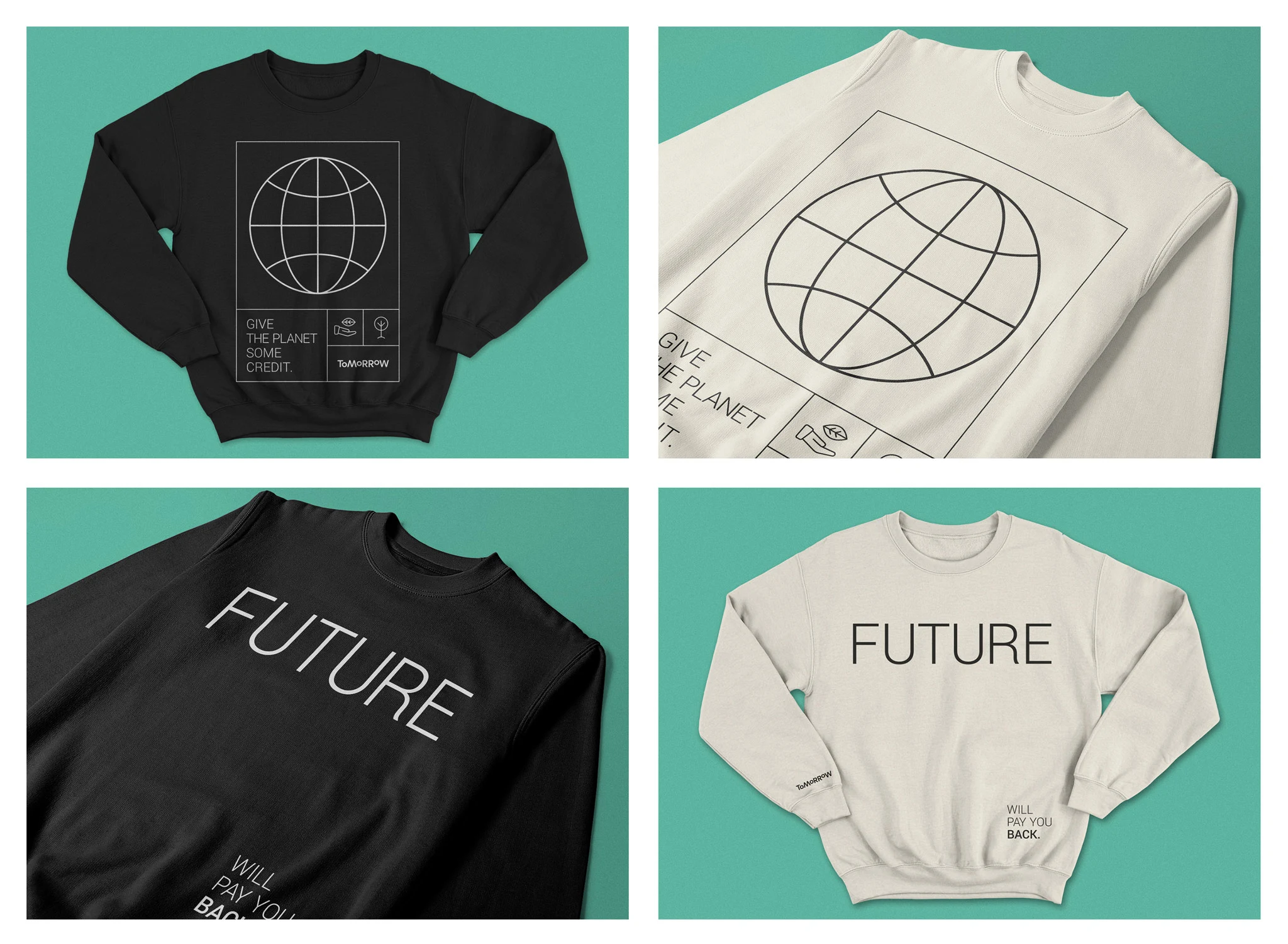 The sweatshirt from Tomorrow available in black and white.