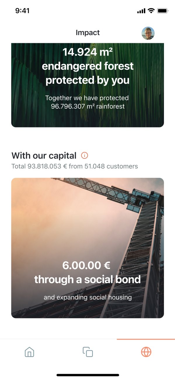 App screenshot of sustainable invested capital