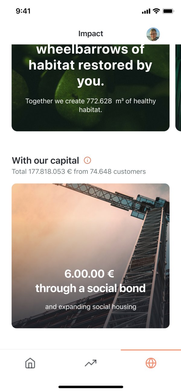 App screenshot of sustainable invested capital