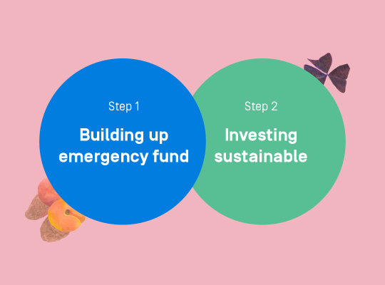 1. Building up emergency fund. 2. invest sustainable