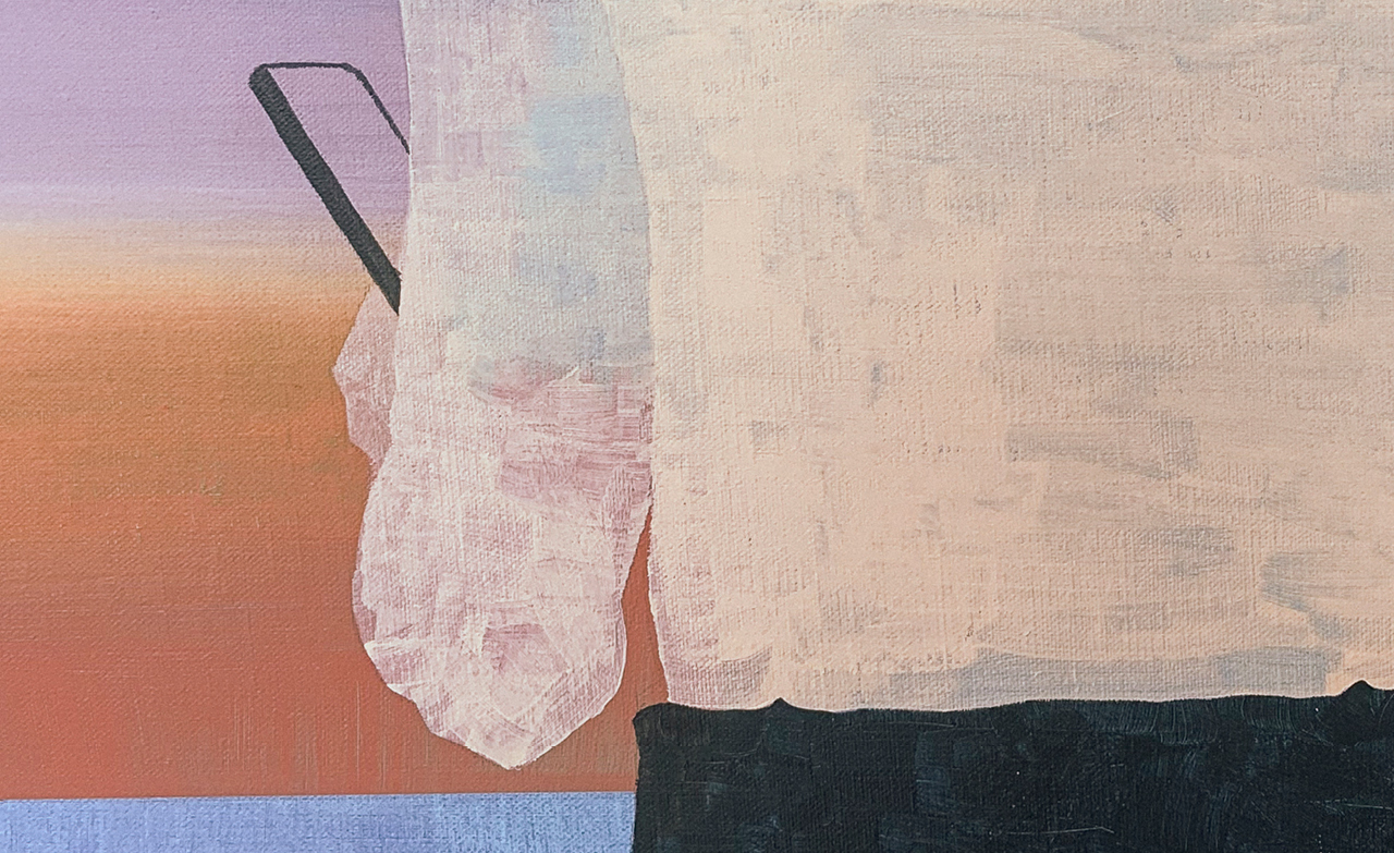 Gemälde einer Person mit Smartphone