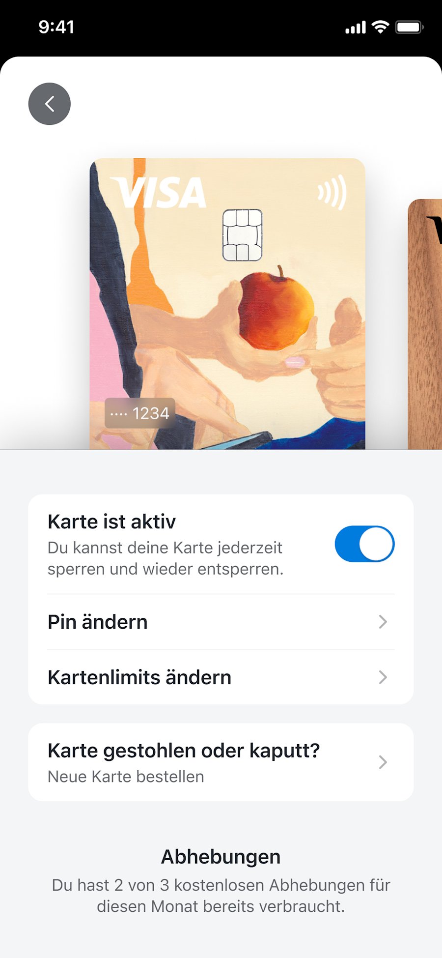 App Screenshot der Karten Einstellungen