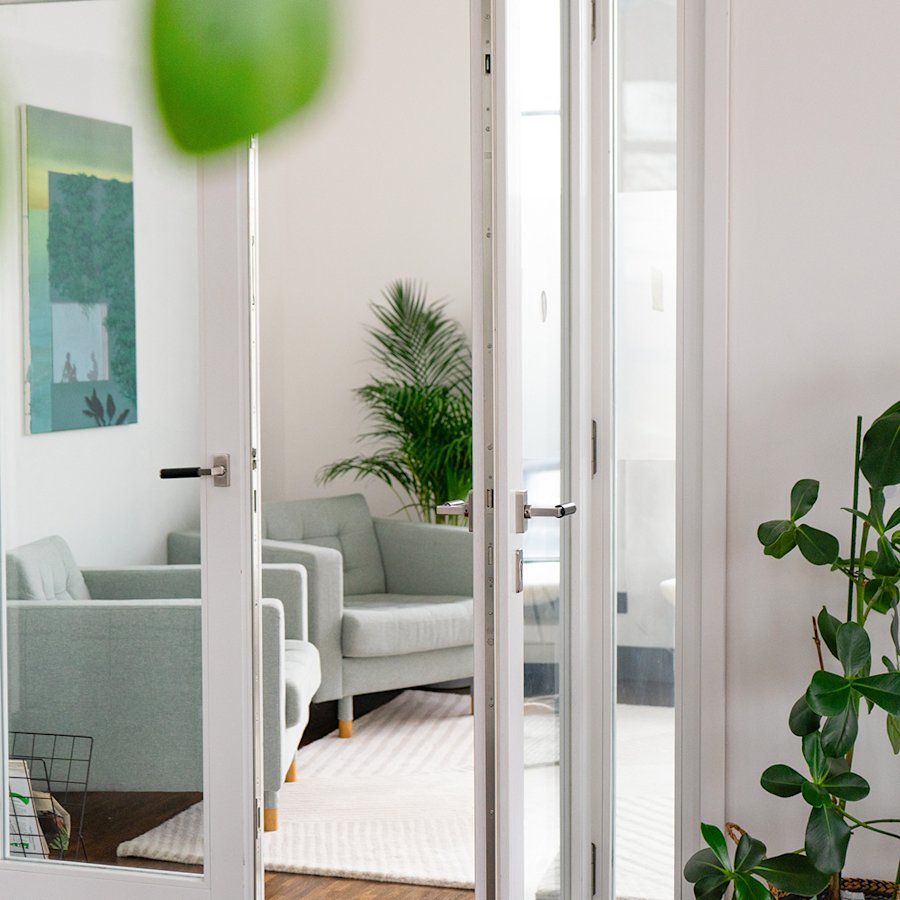 An office with some plants