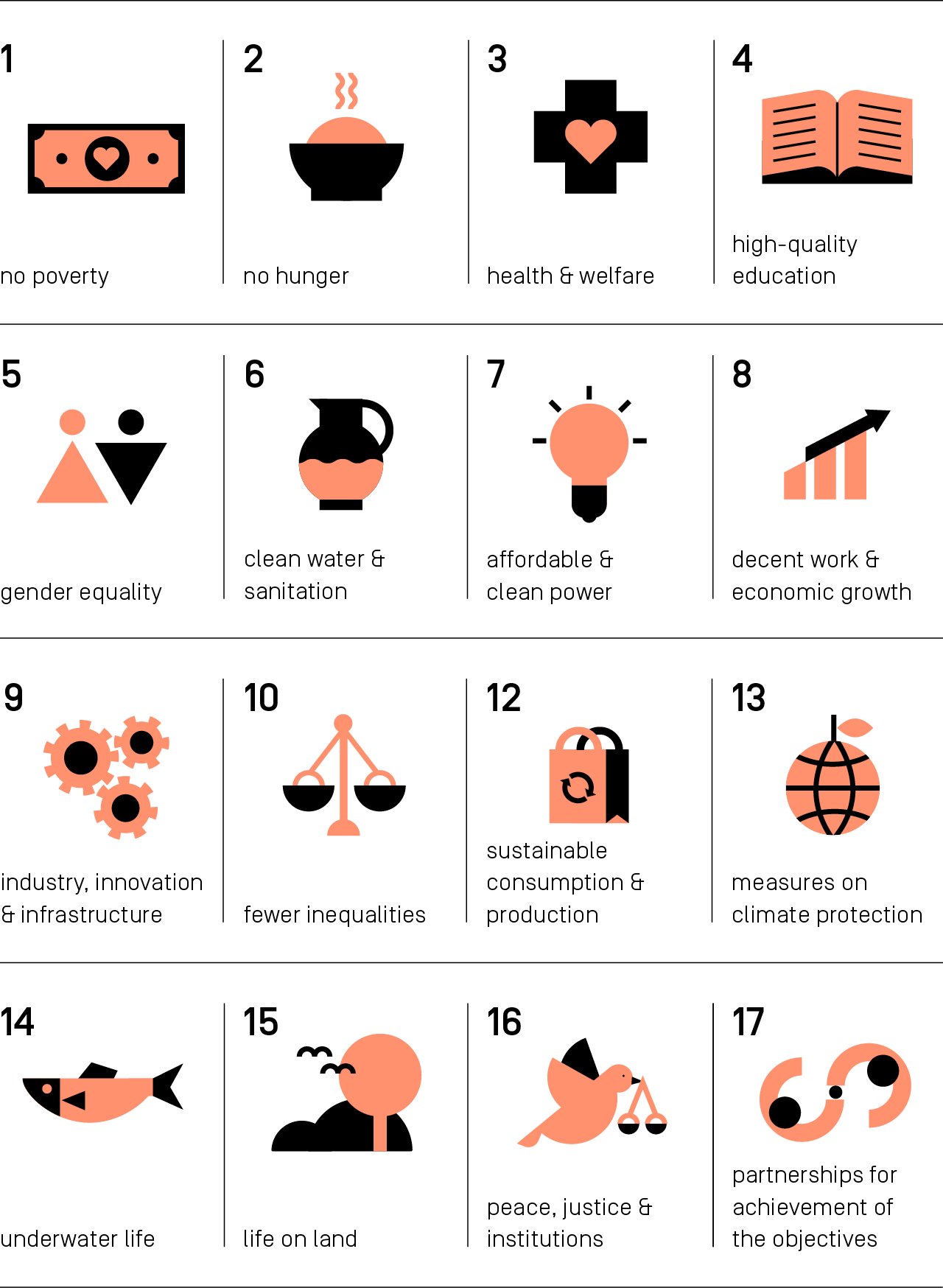 Overview of the 17 Sustainable Development Goals