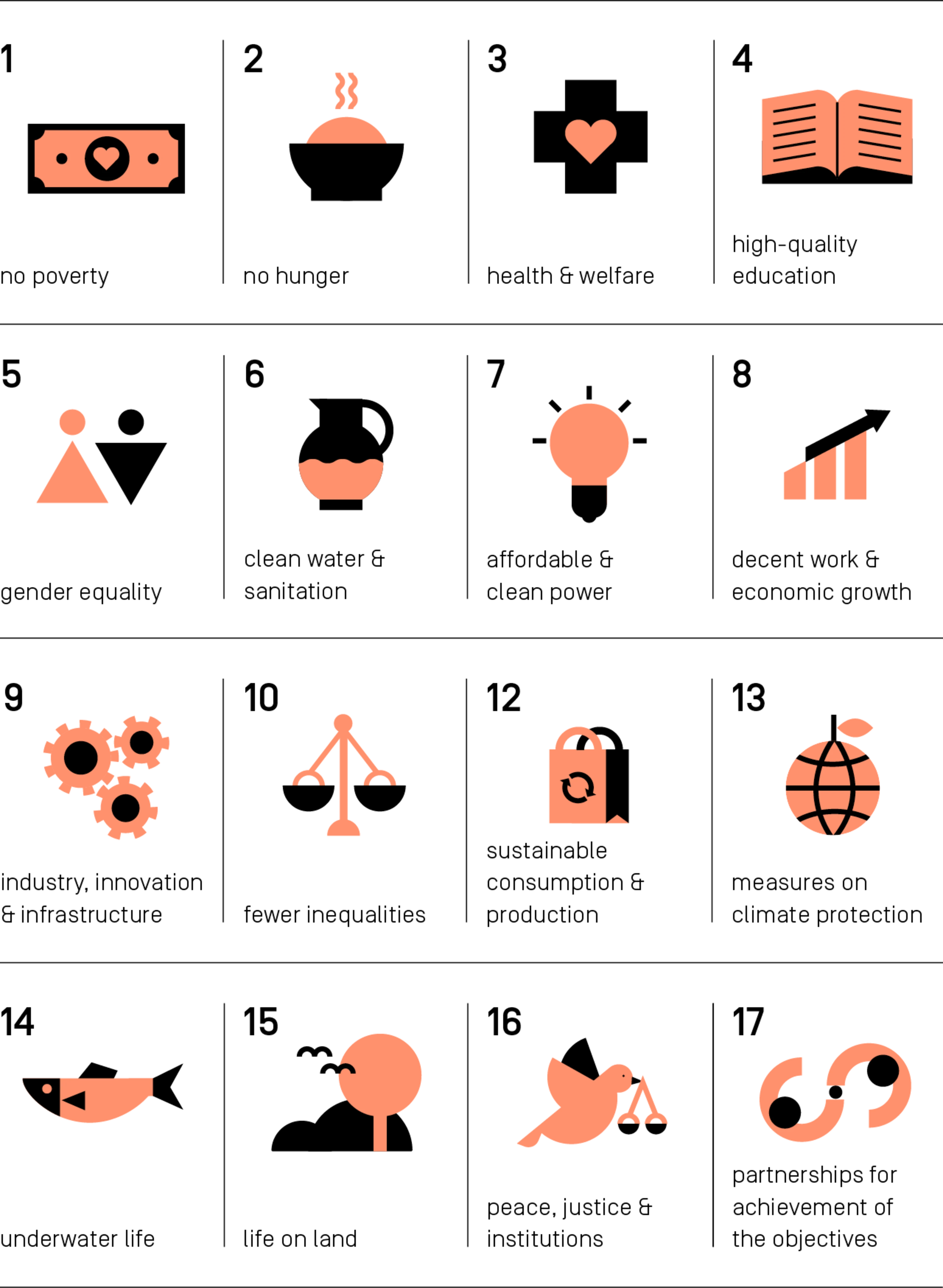 Overview of the 17 Sustainable Development Goals