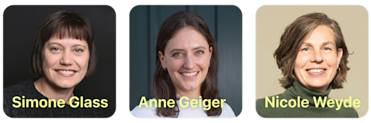 Zu sehen sind Anne Geiger, Simone Glass und Nicole Weyde