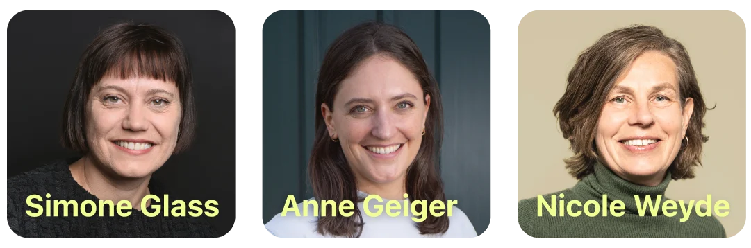 Zu sehen sind Anne Geiger, Simone Glass und Nicole Weyde