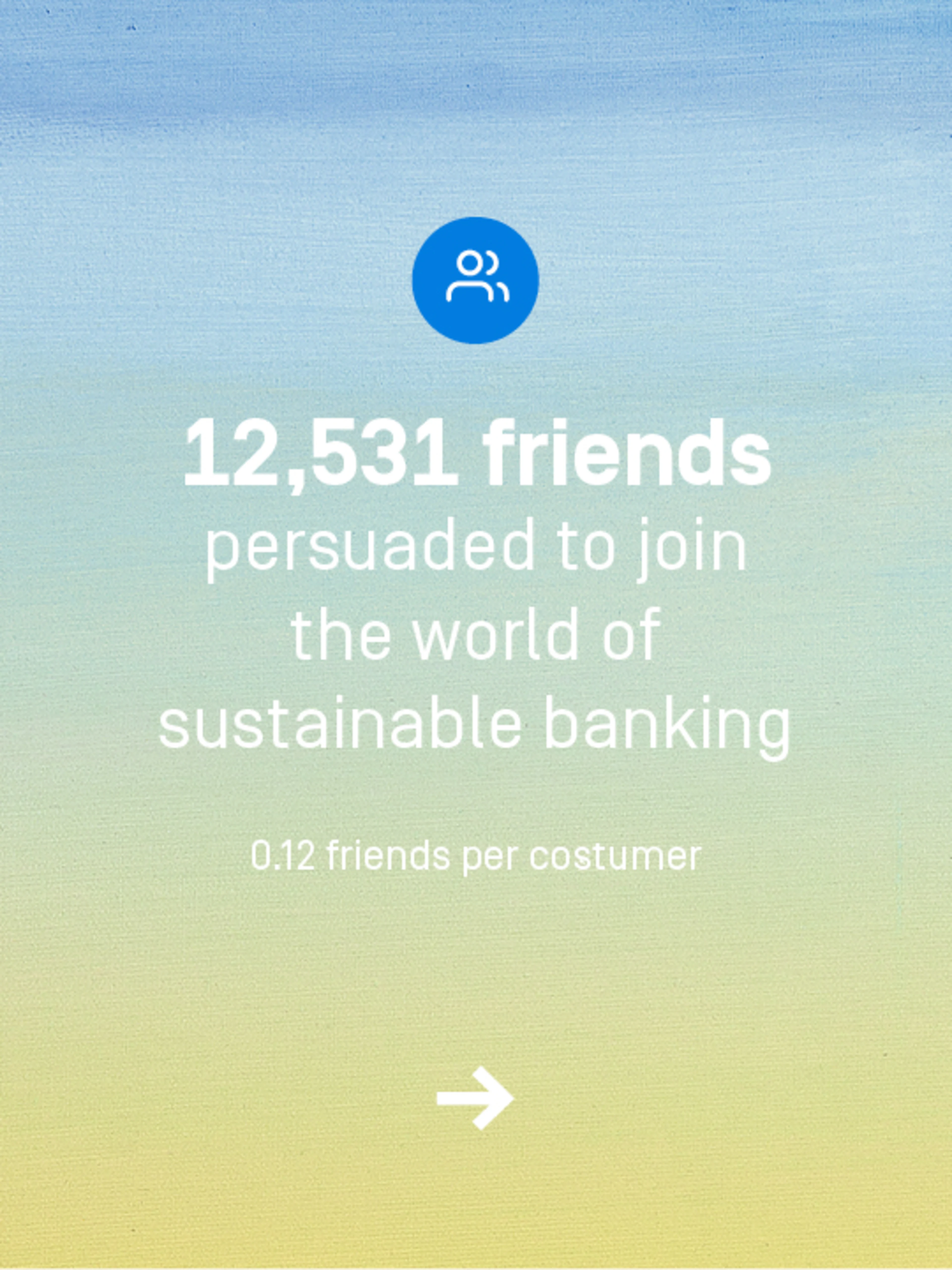 You have persuaded 12531 friends to join the world of sustainable banking.