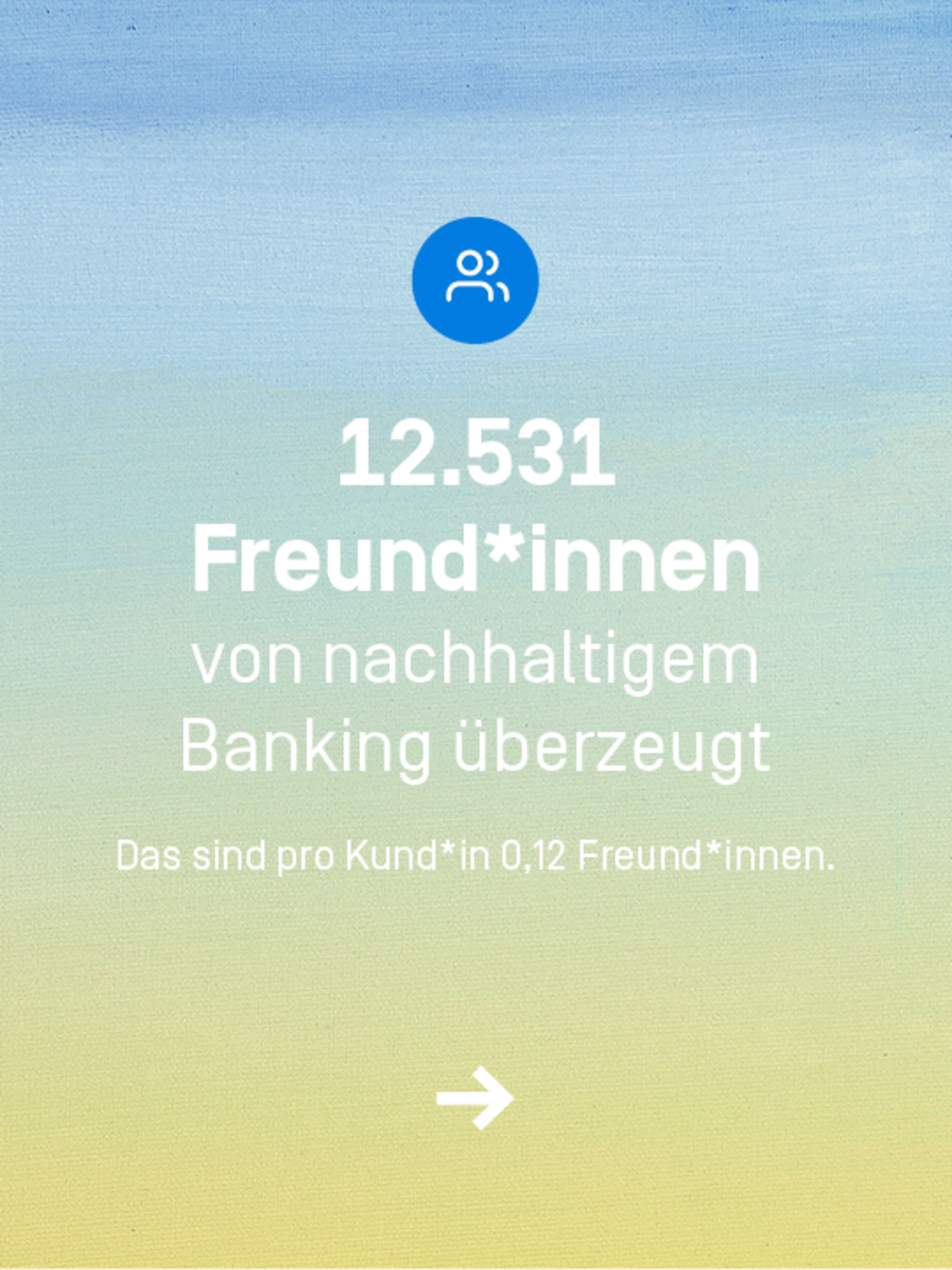 Ihr habt 12531 Freund*innen von nachhaltigem Banking überzeugt.