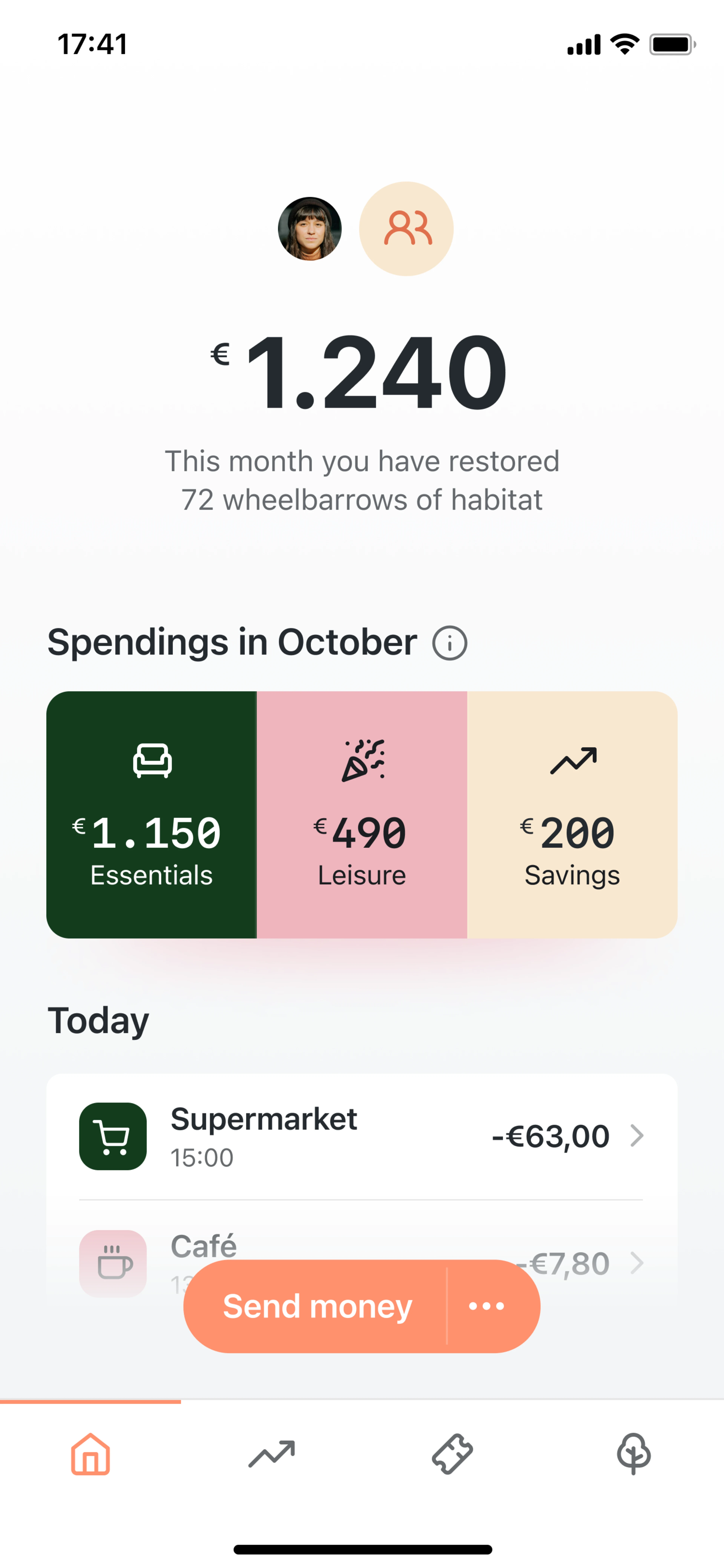 Shared Accounts' Homescreen of the Tomorrow app