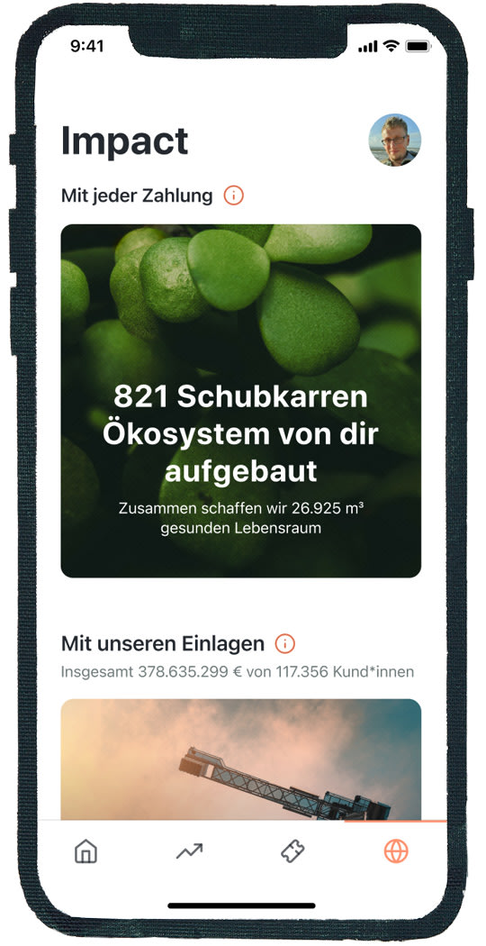 Auf dem Bild siehst du beispielhaft, wie das neue Impact Projekt in der Tomorrow App angezeigt wird.