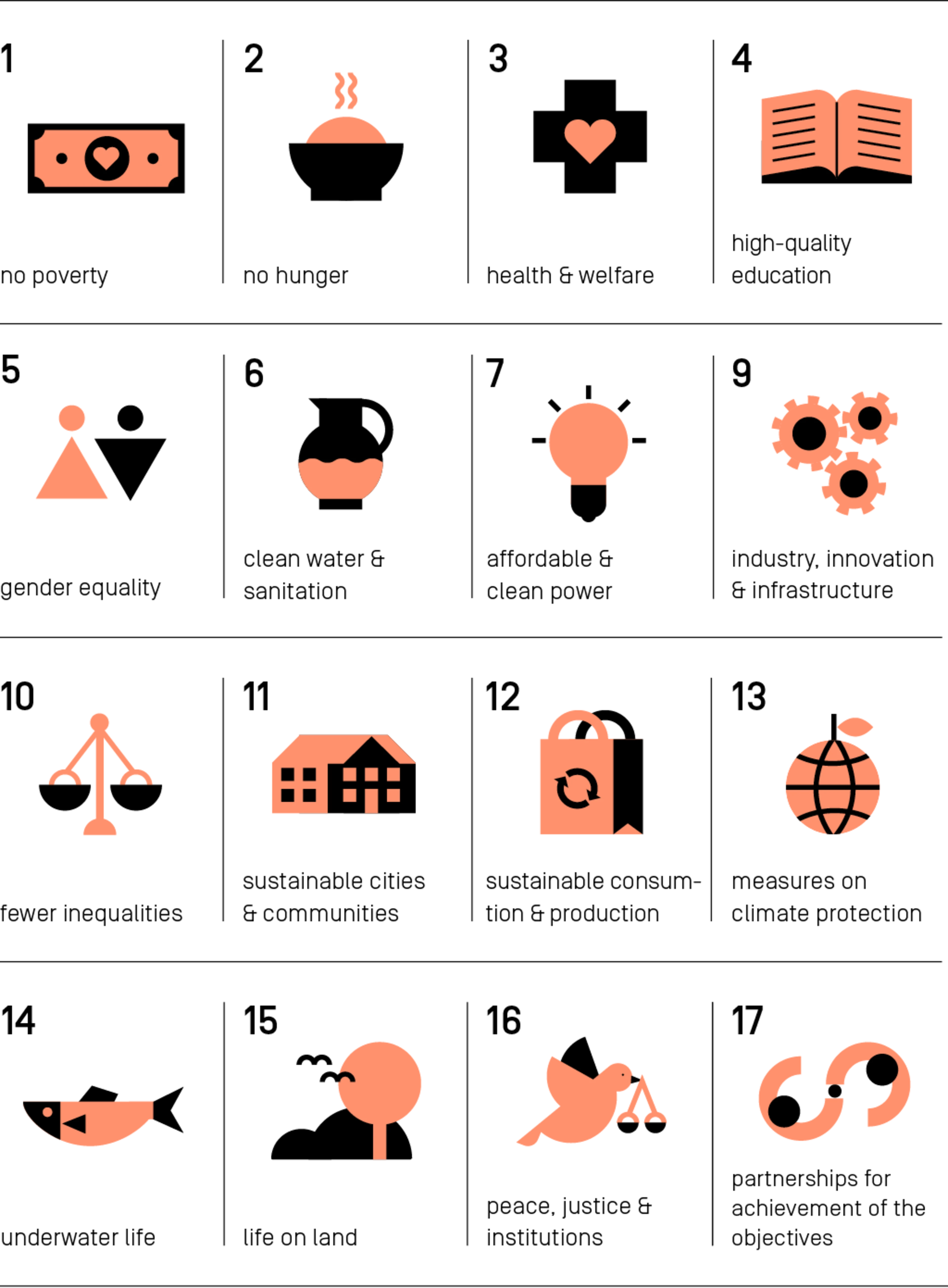 Overview of the 17 Sustainable Development Goals