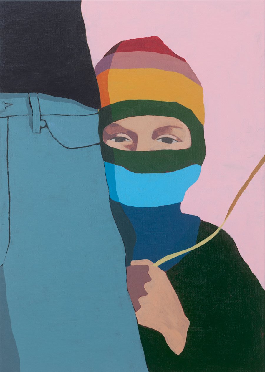 Boy with rainbow mask