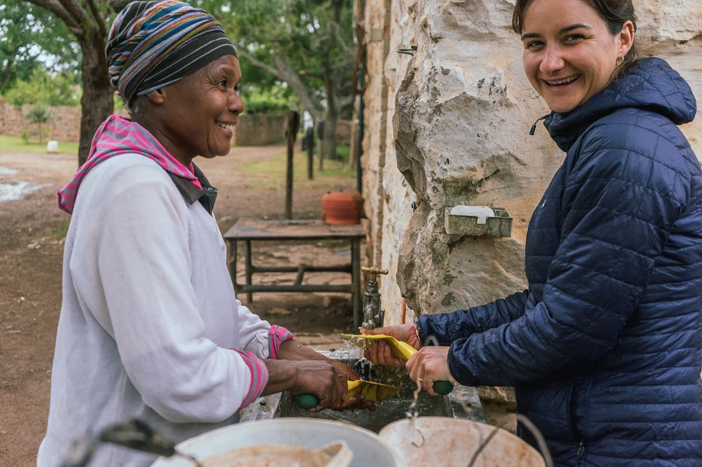 Tomorrow team member Marion helps out on site in South Africa.