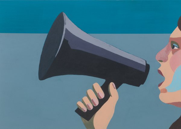 A person shouting in a megaphone
