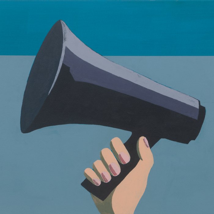 A person shouting in a megaphone