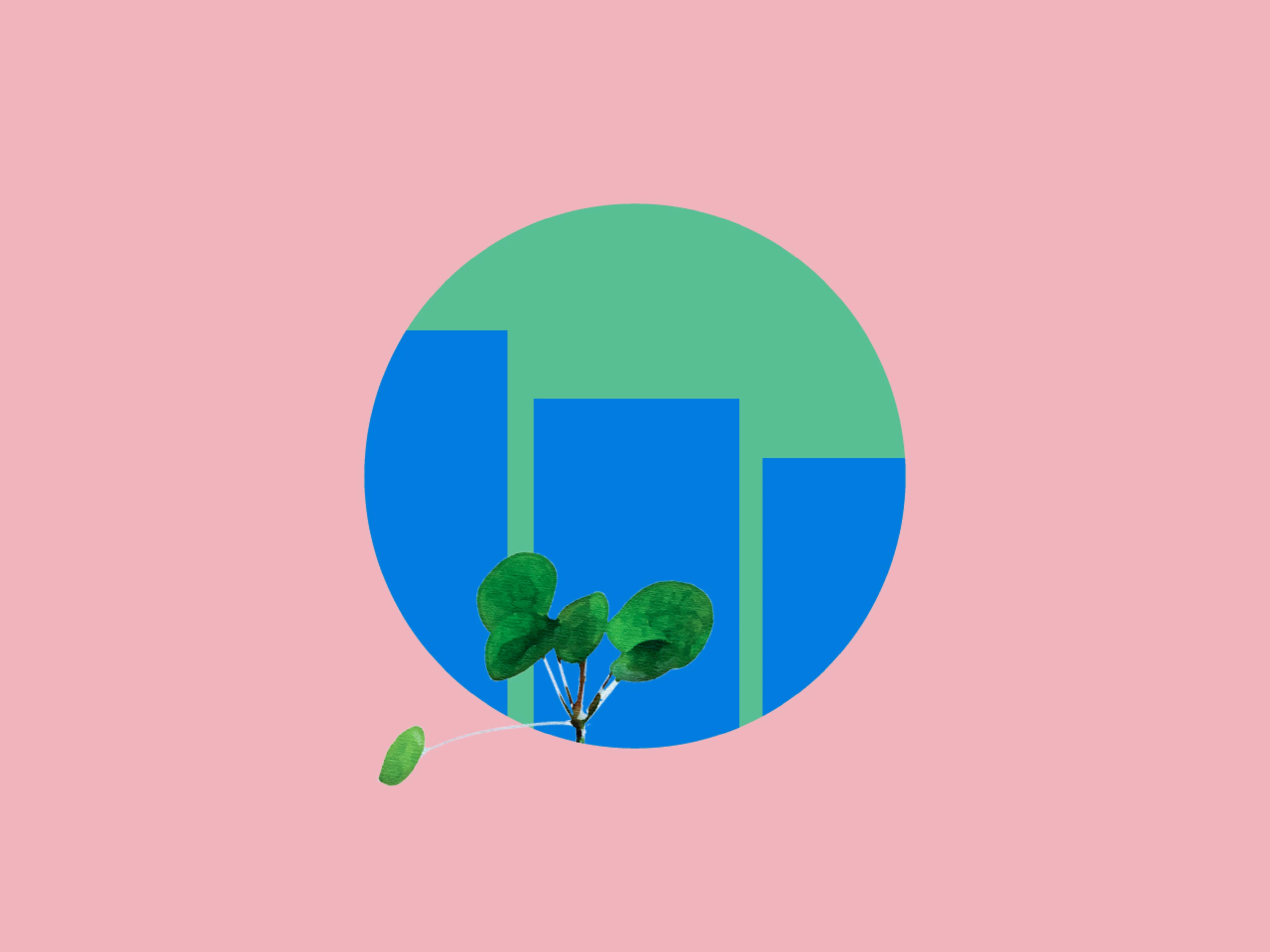 Why you can’t save yourself rich. Description: Chart bars and a plant.