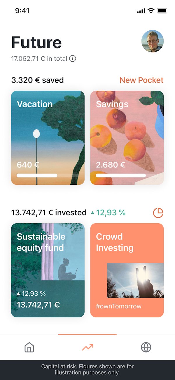 View of the "Future"-Tab in der Tomorrow App