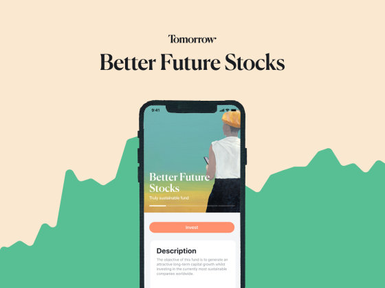 Tomorrow Better Future Stocks: The picture shows how the invest tab looks like in the Tomorrow app.