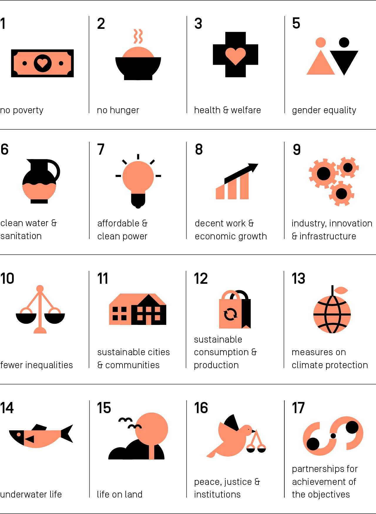 Overview of the 17 Sustainable Development Goals