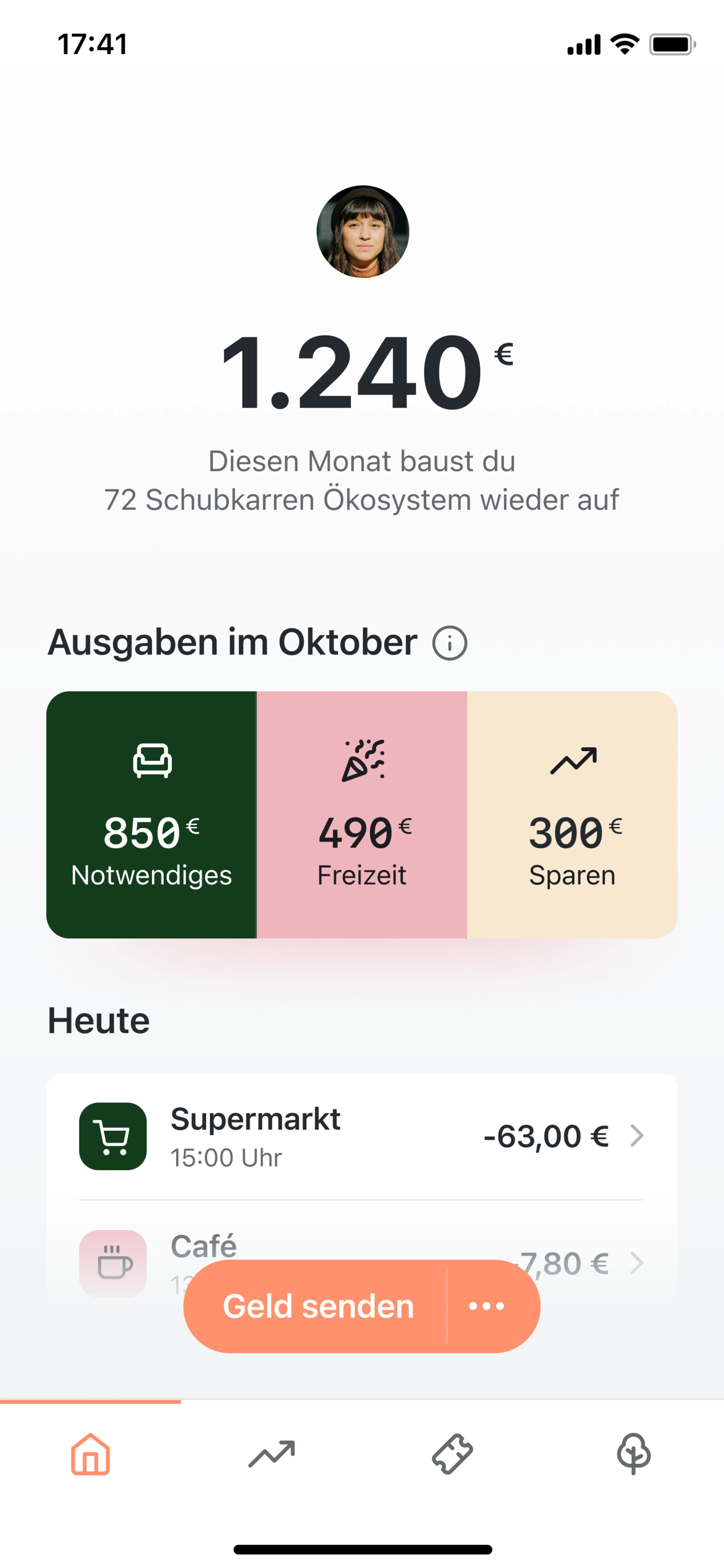 Der Home Screen der Tomorrow App