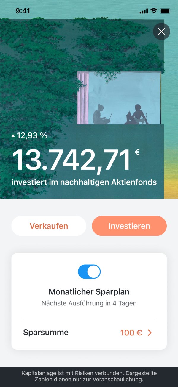 Detailansicht "Investieren" in der Tomorrow App