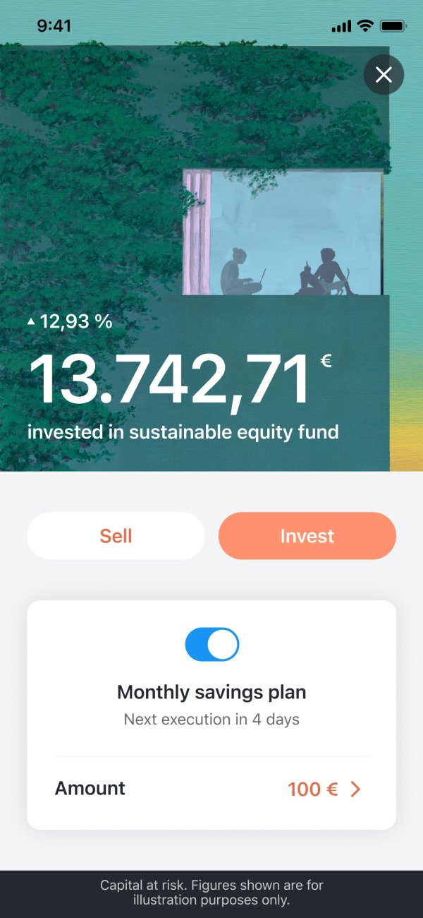 Investing detail view in the Tomorrow app