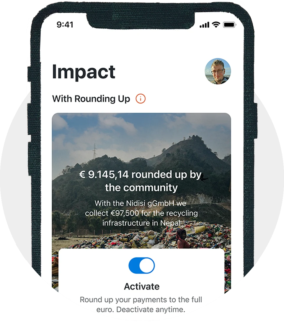 An App Screen on which you can see how it looks like when you activate the rounding up feature.