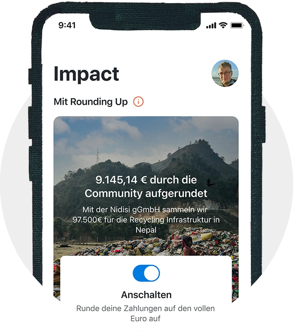 App Ansicht des Bereichs für das Rounding Up Feature.