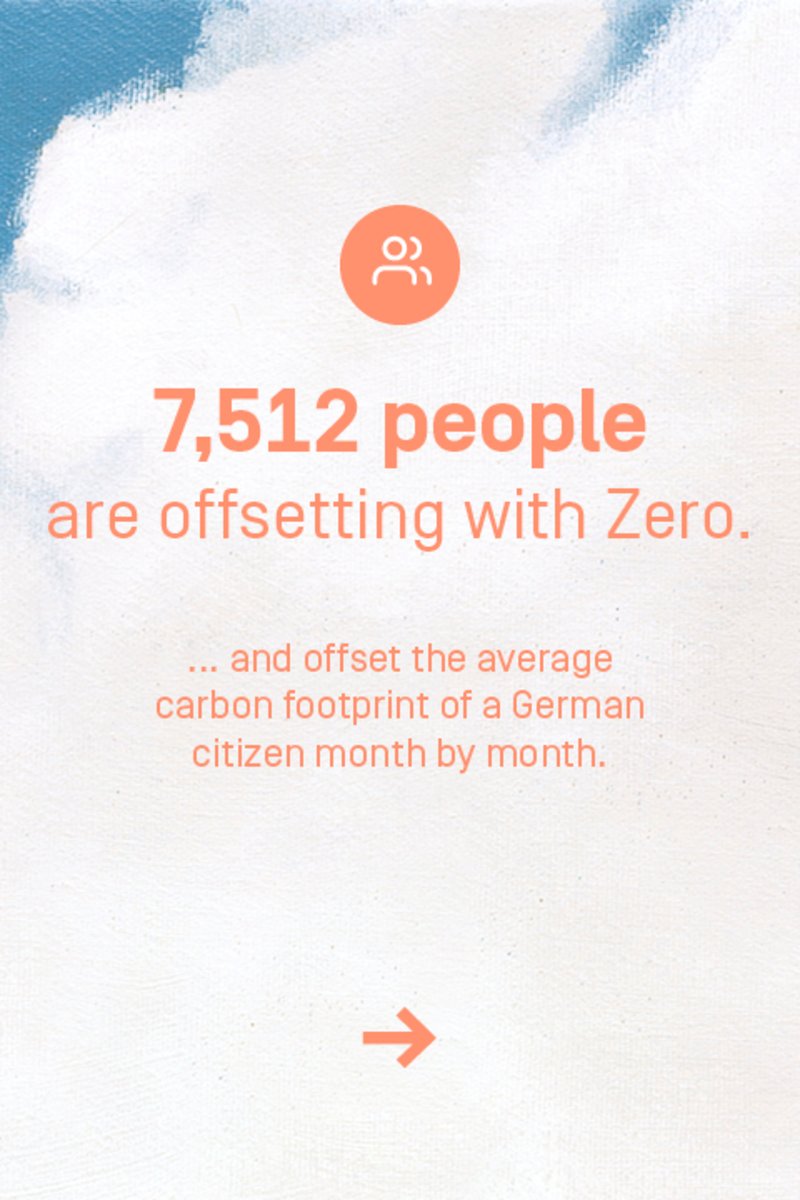 7512 people are offsetting with Zero and offset the average carbon footprint of a German citizen month by month.